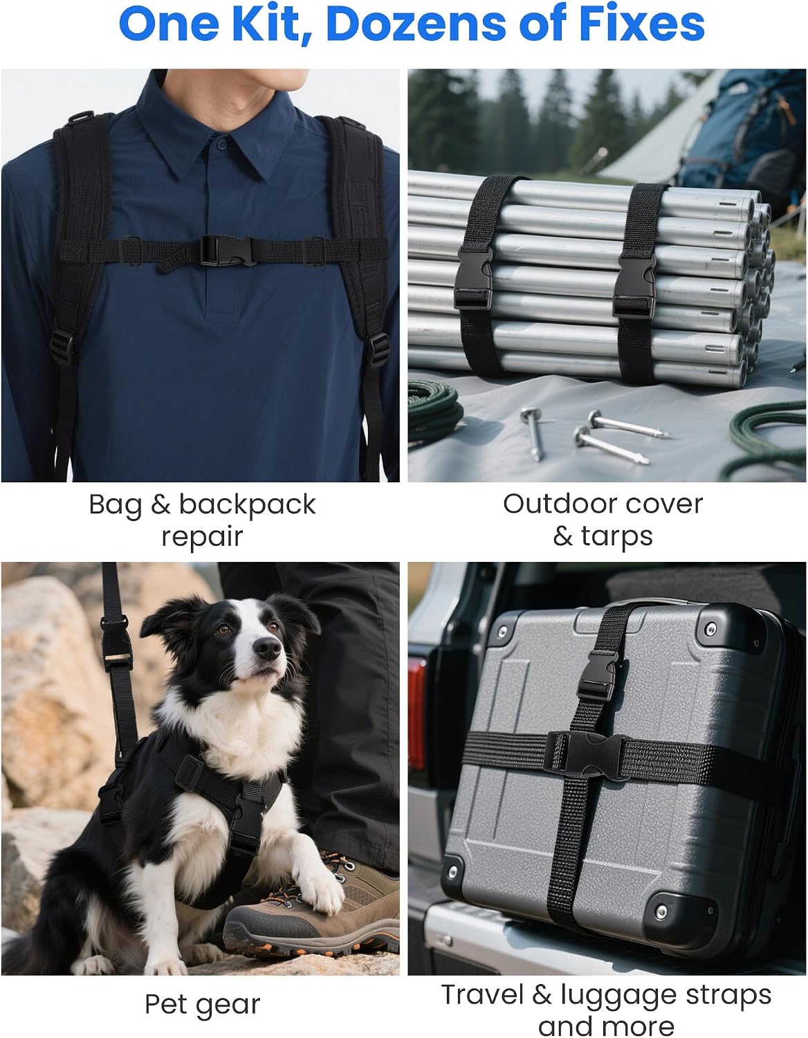 1-Inch Buckle and Strap Kit, 6-Yard Polyester Webbing, 6 Buckles