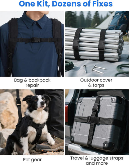 1-Inch Buckle and Strap Kit, 6-Yard Polyester Webbing, 6 Buckles