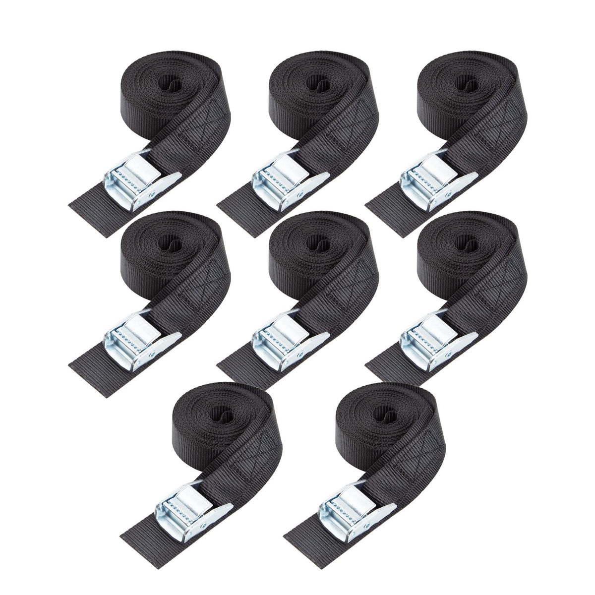 Cartman 1" x 12 ft Lashing Straps, 6 Pack, 600 lb Break Strength, Black