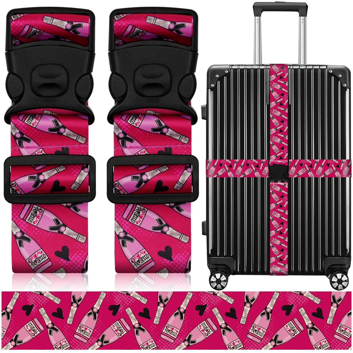 2 Pack Luggage Straps for Suitcases, Adjustable Travel Belt with Double Lock and Quick Release Buckle, Heavy Duty Nylon Bag Packing Strap, Bright Identifiers Business Travel Accessories-Colorful Block