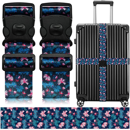 2 Pack Luggage Straps for Suitcases, Adjustable Travel Belt with Double Lock and Quick Release Buckle, Heavy Duty Nylon Bag Packing Strap, Bright Identifiers Business Travel Accessories-Colorful Block