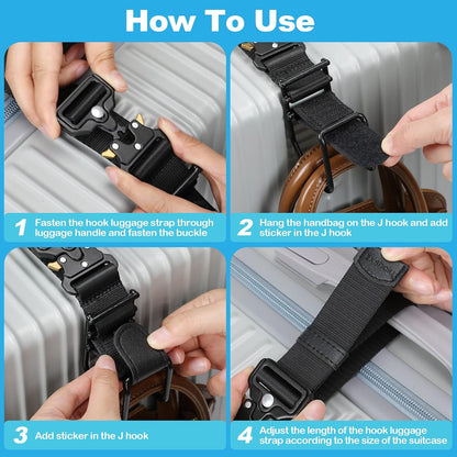 Luggage Hook Strap, Adjustable Luggage J Hook to Add a Bag Carry On