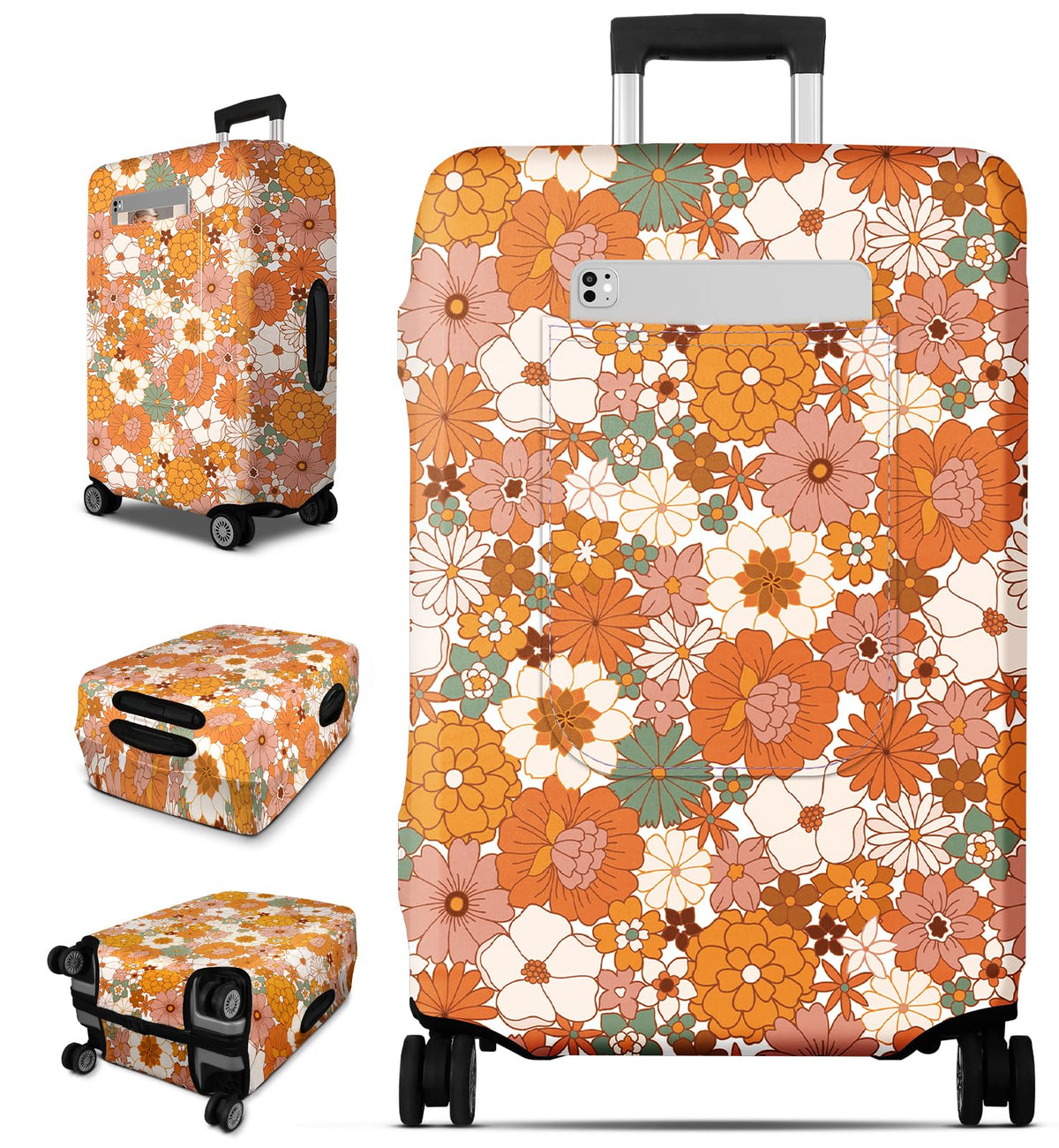 Slohif Luggage Cover for Suitcase Tsa Approved Protector - Luggage Sleeve Large Suit Case Cover Travel Stretch Baggage Case Protective Washable Fit 18-32 Inch Marble L