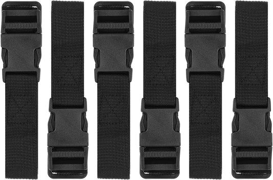 6 Pack Luggage Nylon Straps with Quick Release Buckle Utility Straps for Travel Packing Outdoor Sports, M, Black