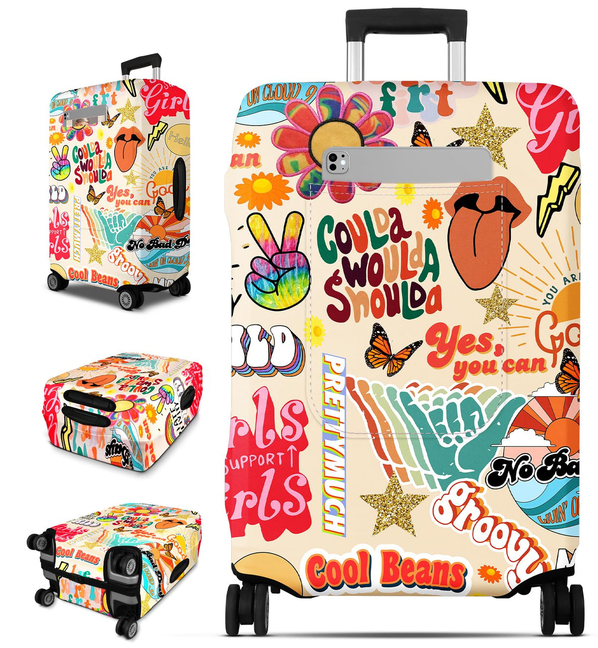Slohif Luggage Cover for Suitcase Tsa Approved Protector - Luggage Sleeve Large Suit Case Cover Travel Stretch Baggage Case Protective Washable Fit 18-32 Inch Marble L