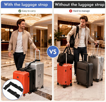 2 Pack Luggage Straps for Suitcases, Luggage Straps with Buckle Belt
