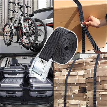 Cartman 1" x 12 ft Lashing Straps, 6 Pack, 600 lb Break Strength, Black