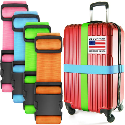 Luggage Straps for Suitcases - TSA Approved - Navy Blue, 4 PK