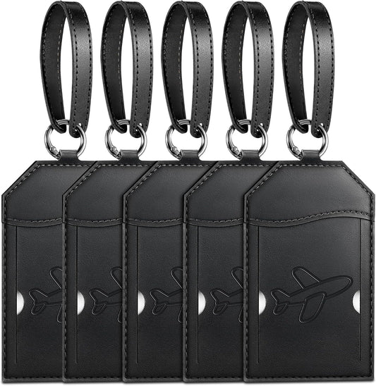 Mayski 5 Pack Luggage Tags for Suitcases Bag Tag, Black Airplane