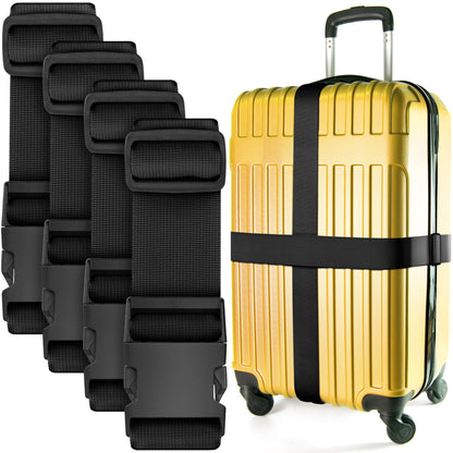 Luggage Straps for Suitcases - TSA Approved - Neon Green, 4 PK