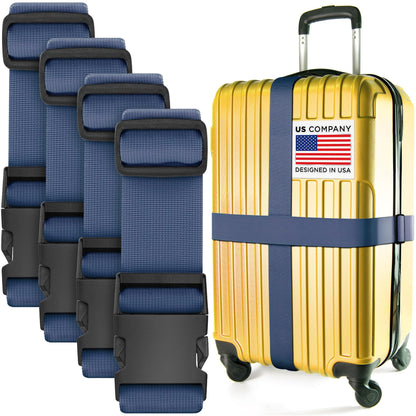 Luggage Straps for Suitcases - TSA Approved - Neon Green, 4 PK