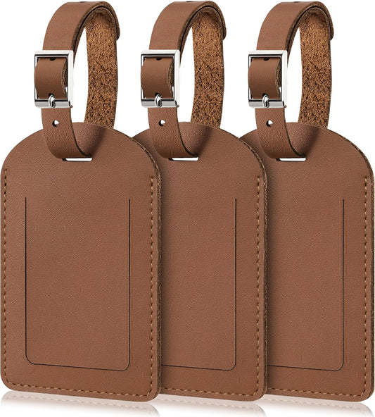 Mayski 3 Pack Leather Luggage Tags for Suitcases, TSA Approved Travel Tags